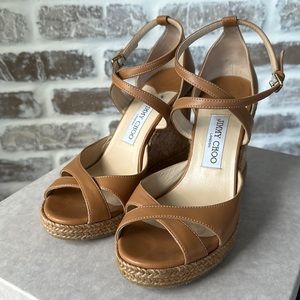 Jimmy Choo Alanah 105 nude wedges. Size 38 1/2.